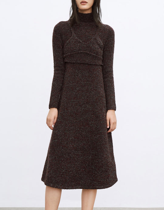 페이크 투피스 롱 니트 드레스