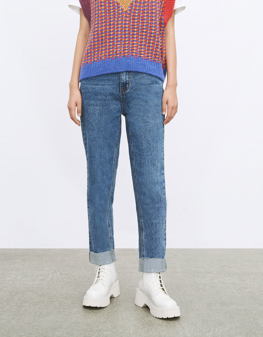 생 밑단 청바지