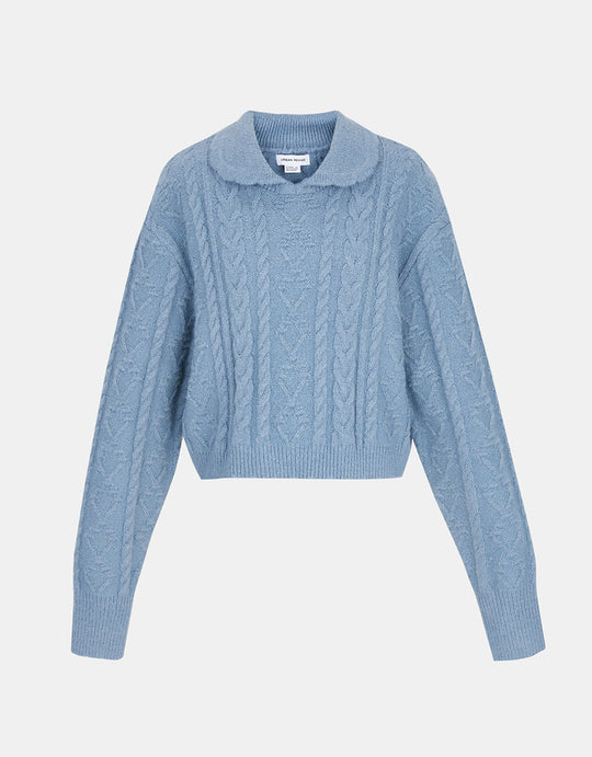 피터팬 칼라 케이블 니트 스웨터