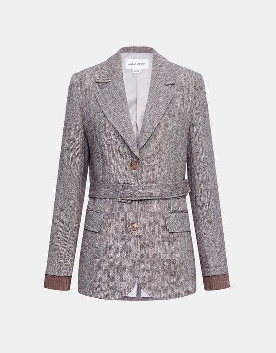 벨트 싱글 브레스트 블레이저