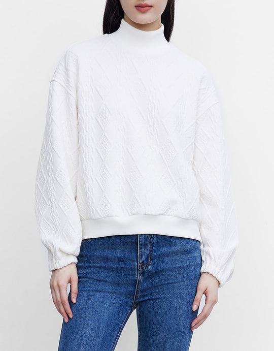 텍스처 터틀넥 티셔츠