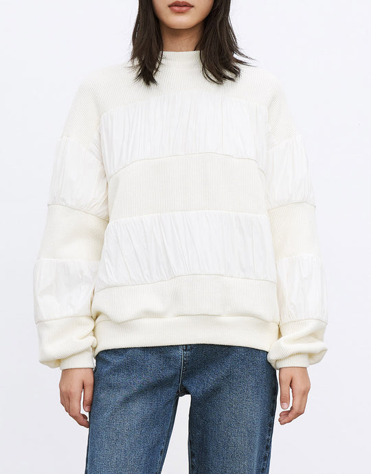 플리츠데코 패치워크 스웨터