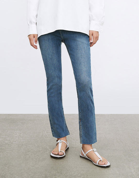 스플릿 헴 로우 헴 스키니 진