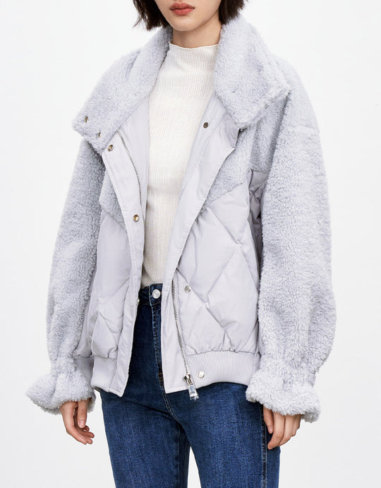 스플라이스 퍼지 오리털 패딩 코트