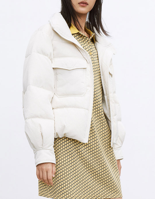 플랩 포켓 지퍼 업 오리털 코트