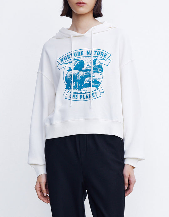 그래픽 후드 스웻셔츠