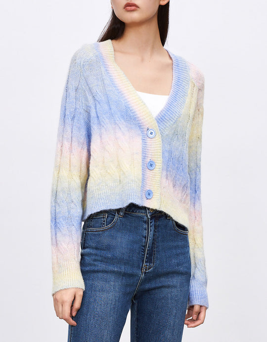 케이블 니트 가디건