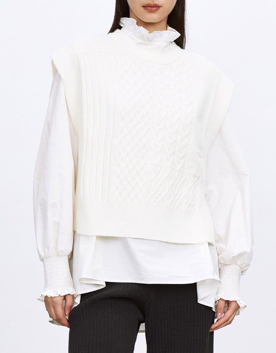 케이블 니트 스웨터 조끼