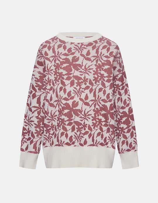 나뭇잎 패턴 니트 탑