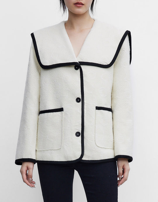 콘트라스트 트리밍 버튼업 코트