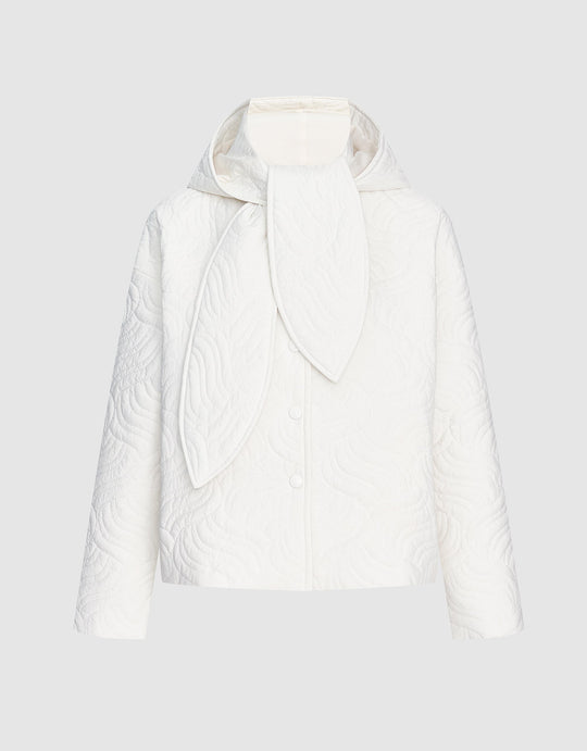 타이 프론트 후드 텍스처 겨울 코트