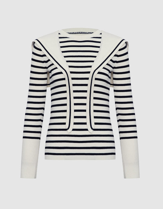 세일러 칼라 스트라이프 니트 탑