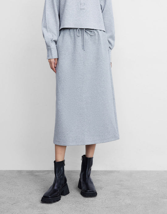 웨이스트 드로스트링  니트 스커트