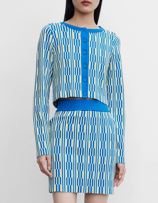 지오 패턴 버튼업 가디건