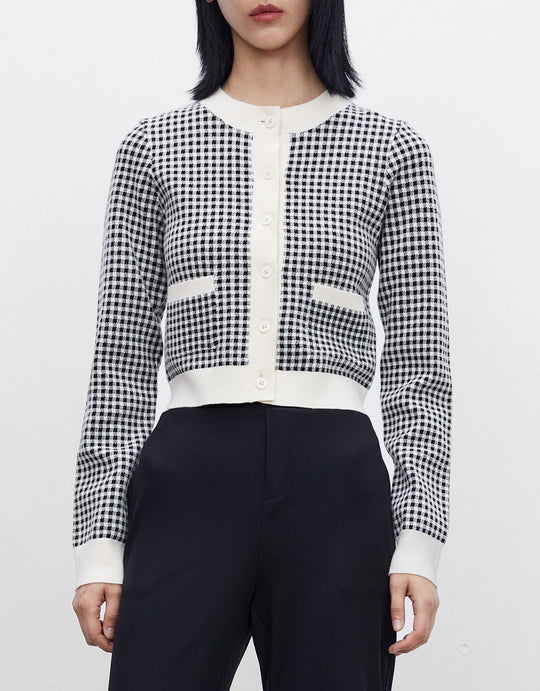 체크 버튼업 가디건