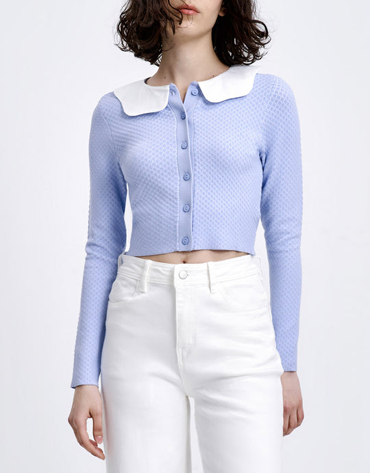 인형 칼라 크롭 가디건