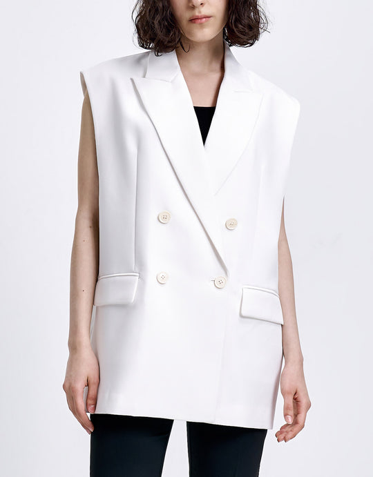 더블 브레스트 슬리브리스 블레이저