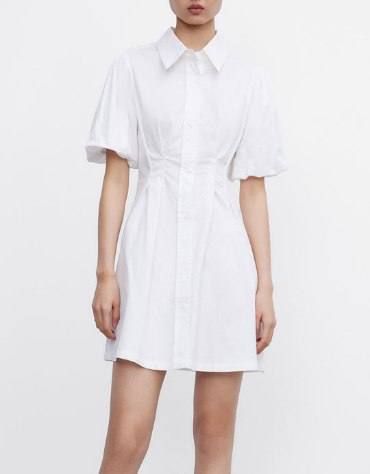 퍼프 슬리브 셔츠 드레스