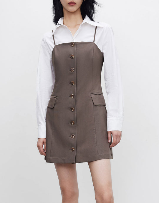 버튼업 슬리브리스 드레스