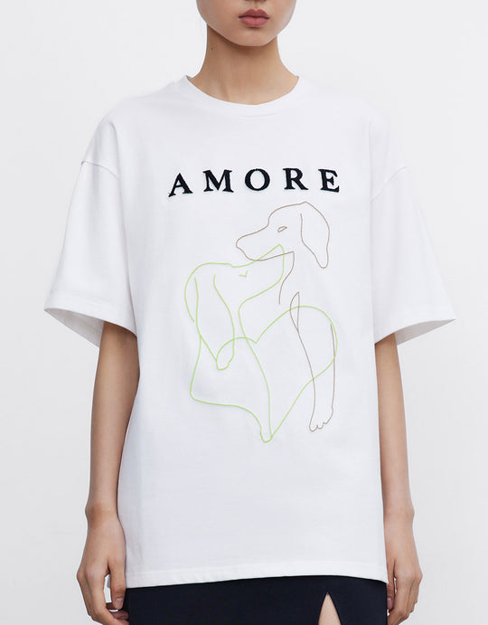 레터링 프린트 티셔츠