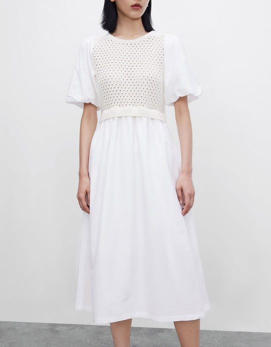 패치 니트 드레스