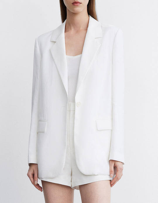 싱글 버튼 플랩 포켓 블레이저