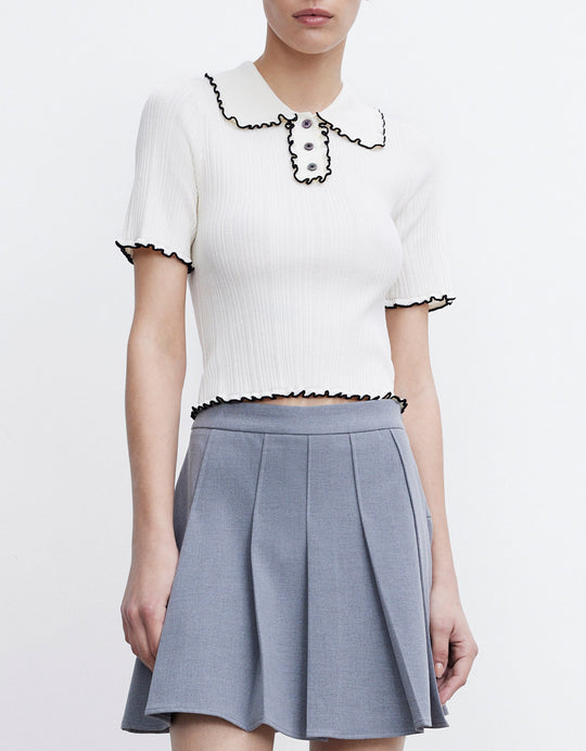 라펠 니트 티셔츠