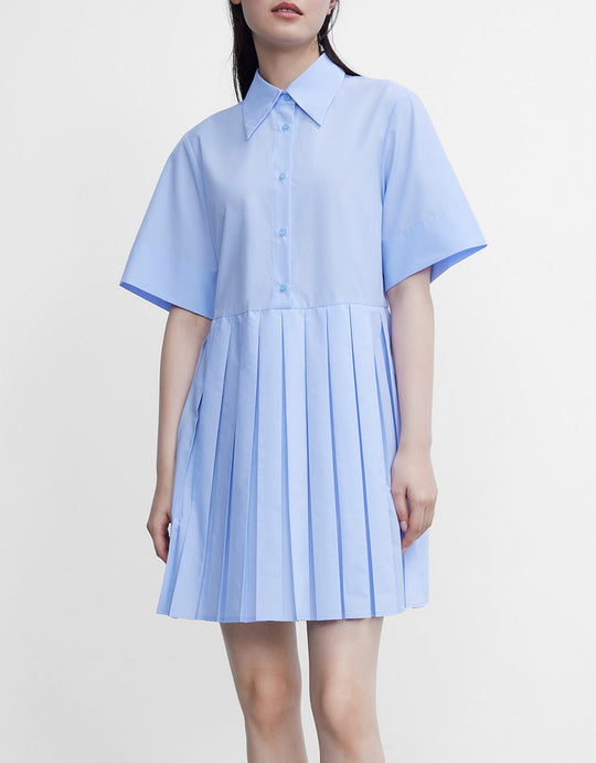 버튼업 플리츠 셔츠 드레스