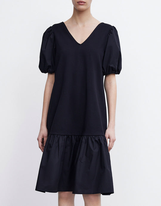 V넥 A라인 드레스