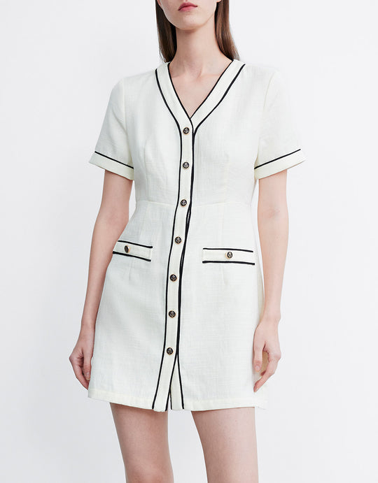 V넥 버튼업 드레스