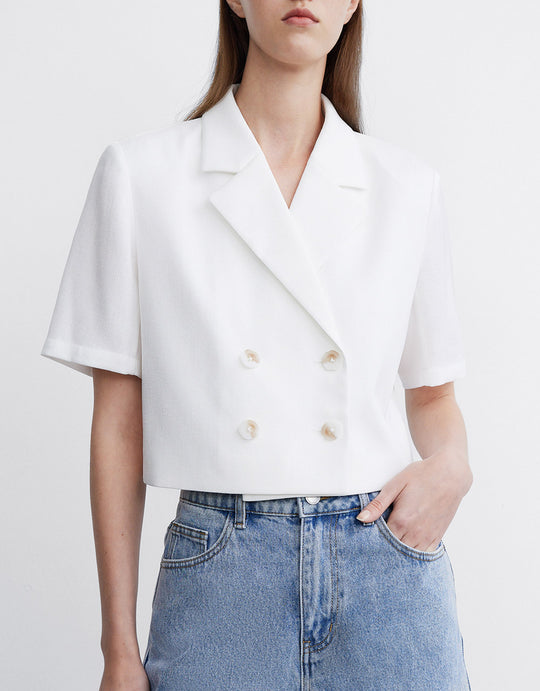 반팔 더블 브레스트 블레이저