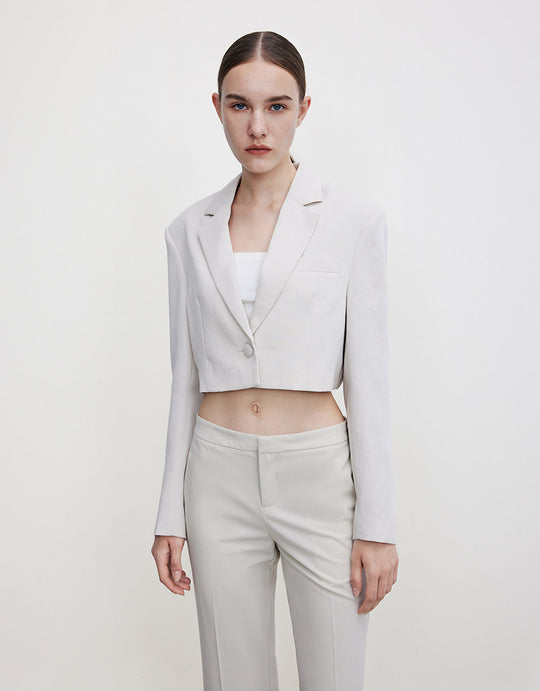 테일러드 카라 미디 블레이저