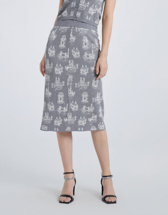 스트레이트 미디 니트 스커트