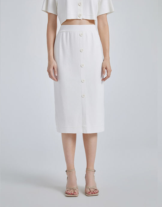 스트레이트 미디 니트 스커트