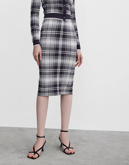 스트레이트 롱 니트 스커트