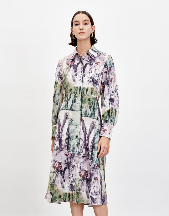 라펠 플러워 프린트 드레스