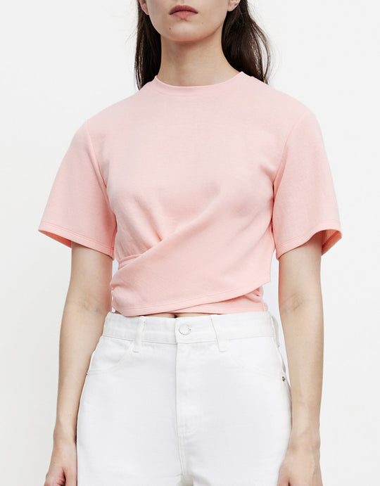 라운드넥 플레인 크로스오버 탑