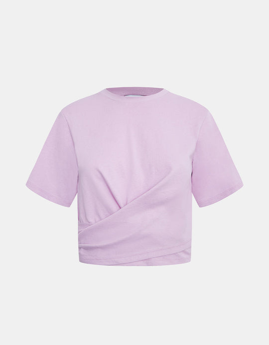 라운드넥 플레인 크로스오버 탑