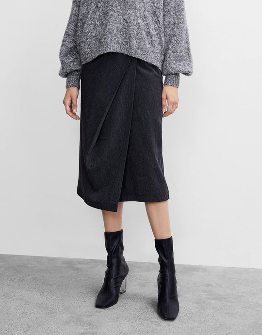 플레인 스트래피 미디 스커트