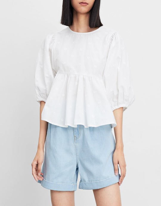 러플 비숍 슬리브 블라우스