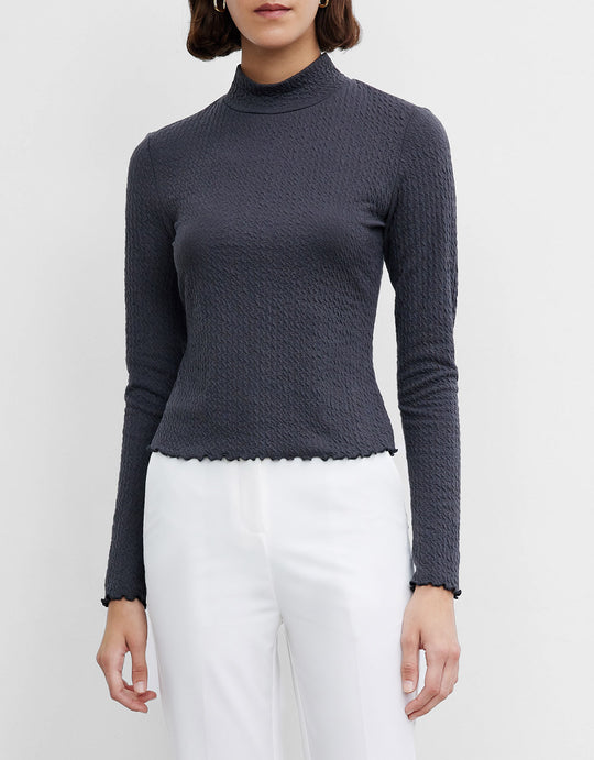 레터스 트리밍 목넥 티셔츠