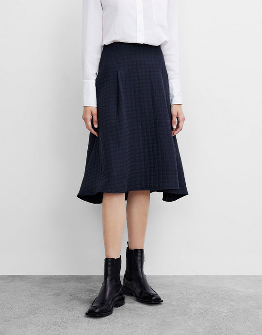 텍스처 패브릭 미디 A라인 스커트