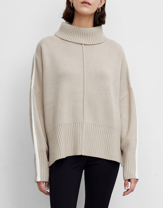 터틀넥 드롭 숄더 스웨터