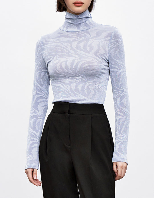 텍스처 터틀넥 티셔츠