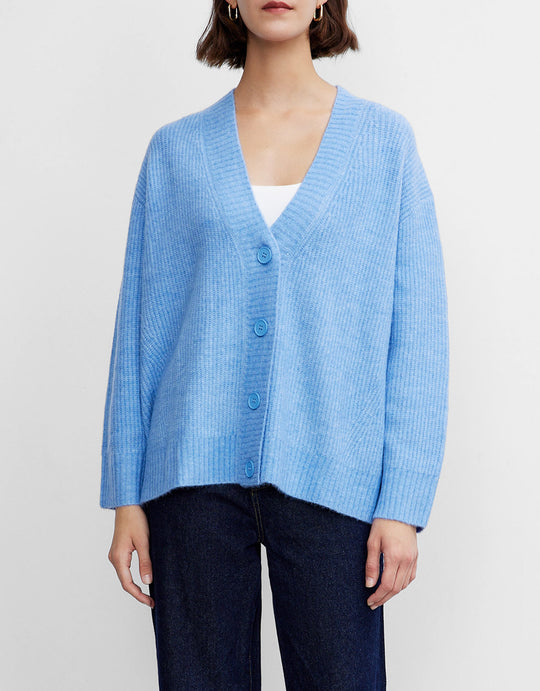 골지 니트 버튼 업 가디건