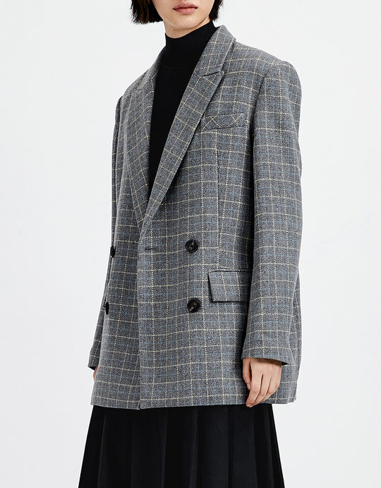 테일러드 카라 롱 블레이저