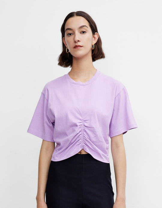 오프 숄더 크루넥 레귤러 티셔츠