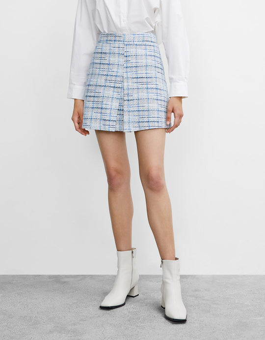 트위드 체크 A라인 쇼트 스커트