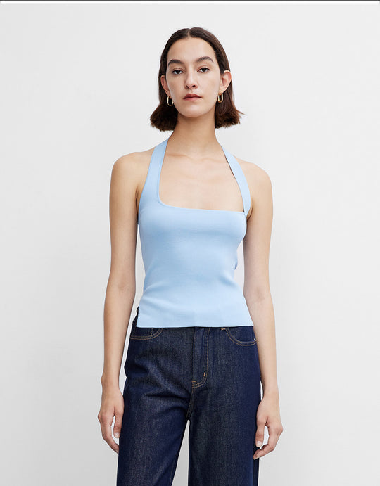 스퀘어 카라 중간 길이 니트 뷔에스트