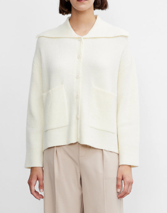 드롭 숄더 버튼 업 카디건